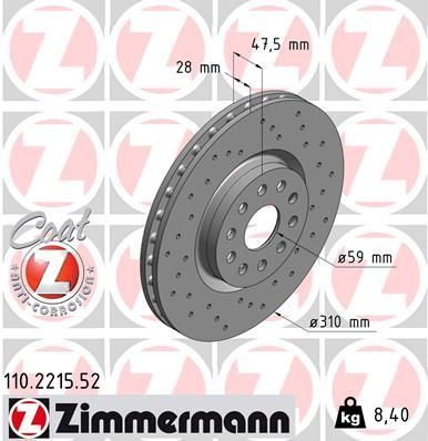 ZIMMERMANN stabdžių diskas 110.2215.52