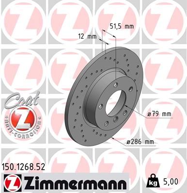 ZIMMERMANN stabdžių diskas 150.1268.52