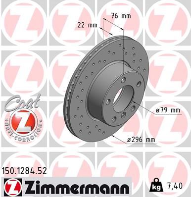 ZIMMERMANN Тормозной диск 150.1284.52