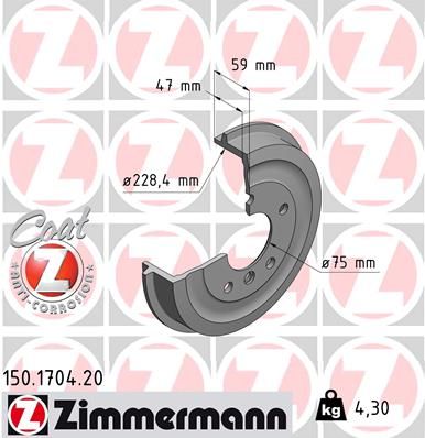 ZIMMERMANN Тормозной барабан 150.1704.20