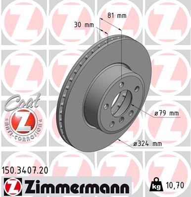 ZIMMERMANN stabdžių diskas 150.3407.20