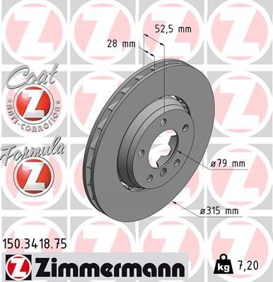 ZIMMERMANN Тормозной диск 150.3418.75