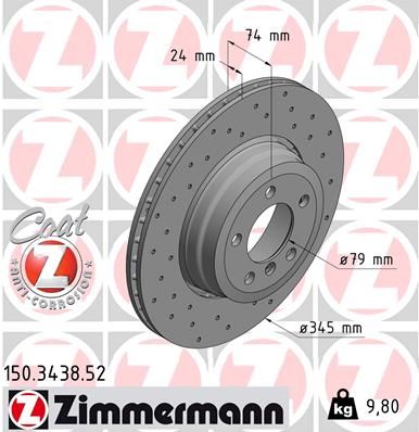 ZIMMERMANN stabdžių diskas 150.3438.52