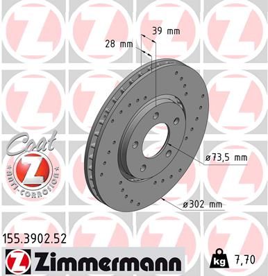 ZIMMERMANN stabdžių diskas 155.3902.52