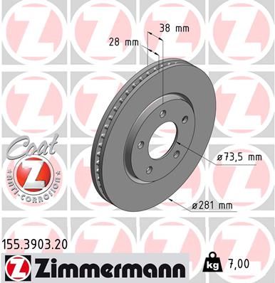 ZIMMERMANN Тормозной диск 155.3903.20