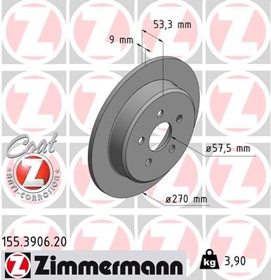 ZIMMERMANN Тормозной диск 155.3906.20