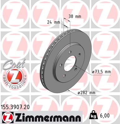 ZIMMERMANN Тормозной диск 155.3907.20