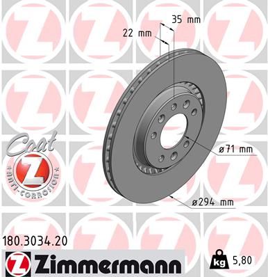 ZIMMERMANN stabdžių diskas 180.3034.20