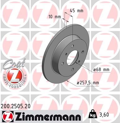 ZIMMERMANN stabdžių diskas 200.2505.20