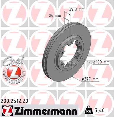 ZIMMERMANN stabdžių diskas 200.2512.20