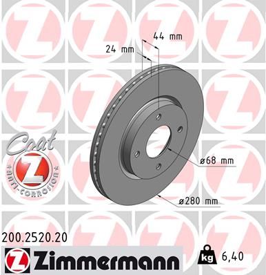 ZIMMERMANN Тормозной диск 200.2520.20