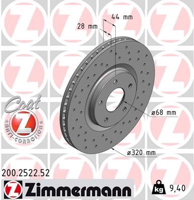 ZIMMERMANN Тормозной диск 200.2522.52