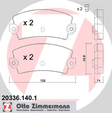 ZIMMERMANN Комплект тормозных колодок, дисковый тормоз 20336.140.1