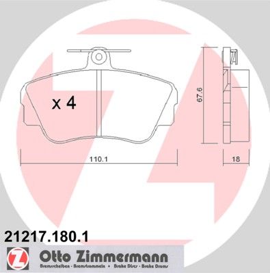 ZIMMERMANN Комплект тормозных колодок, дисковый тормоз 21217.180.1