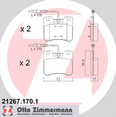 ZIMMERMANN Комплект тормозных колодок, дисковый тормоз 21267.170.1