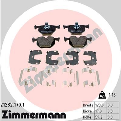ZIMMERMANN Комплект тормозных колодок, дисковый тормоз 21282.170.1