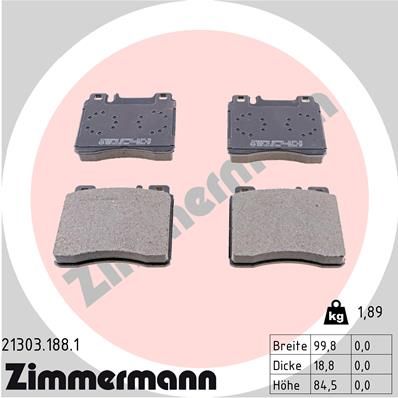 ZIMMERMANN Комплект тормозных колодок, дисковый тормоз 21303.188.1
