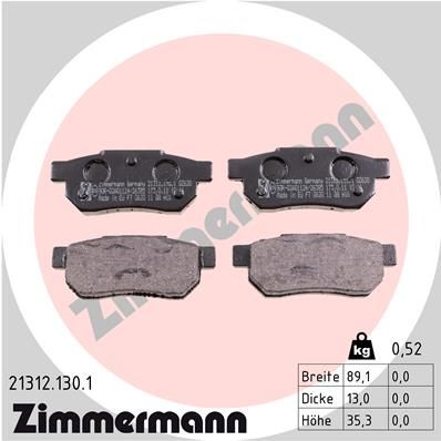 ZIMMERMANN stabdžių trinkelių rinkinys, diskinis stabdys 21312.130.1