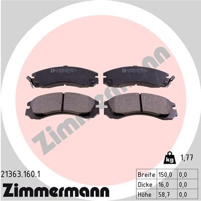 ZIMMERMANN Комплект тормозных колодок, дисковый тормоз 21363.160.1