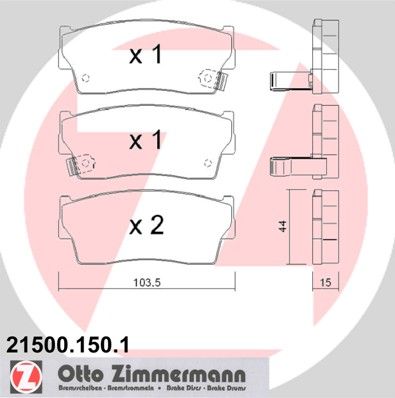 ZIMMERMANN Комплект тормозных колодок, дисковый тормоз 21500.150.1