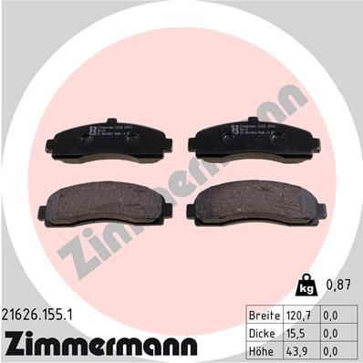 ZIMMERMANN Комплект тормозных колодок, дисковый тормоз 21626.155.1