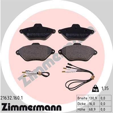 ZIMMERMANN Комплект тормозных колодок, дисковый тормоз 21632.160.1