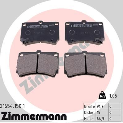 ZIMMERMANN Комплект тормозных колодок, дисковый тормоз 21654.150.1