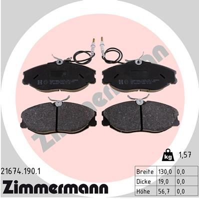 ZIMMERMANN Комплект тормозных колодок, дисковый тормоз 21674.190.1
