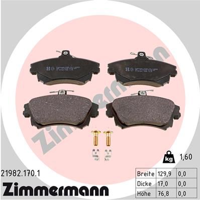ZIMMERMANN Комплект тормозных колодок, дисковый тормоз 21982.170.1