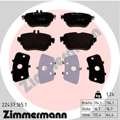 ZIMMERMANN Комплект тормозных колодок, дисковый тормоз 22437.165.1