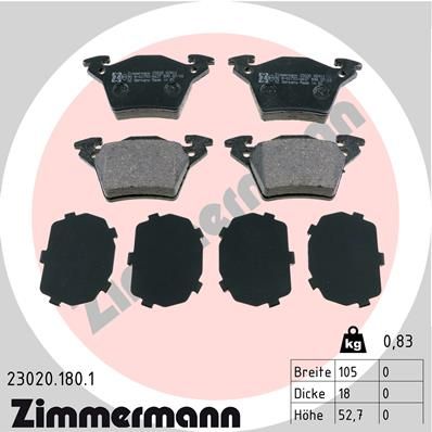 ZIMMERMANN Комплект тормозных колодок, дисковый тормоз 23020.180.1
