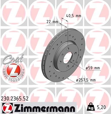 ZIMMERMANN stabdžių diskas 230.2365.52