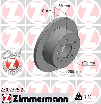 ZIMMERMANN stabdžių diskas 230.2375.20