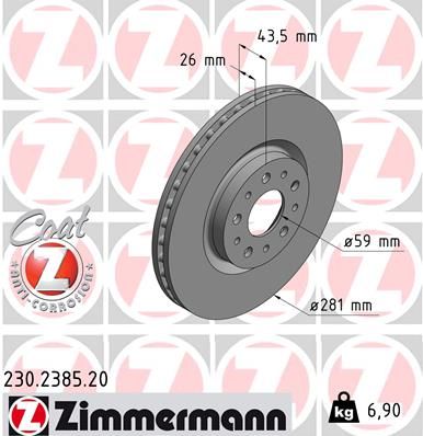 ZIMMERMANN Тормозной диск 230.2385.20