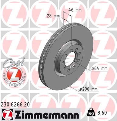 ZIMMERMANN stabdžių diskas 230.6266.20