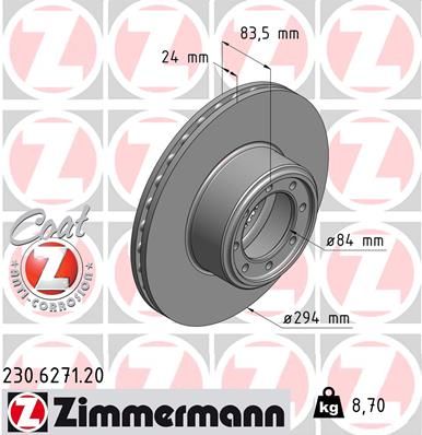 ZIMMERMANN Тормозной диск 230.6271.20