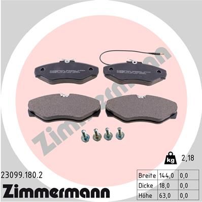 ZIMMERMANN Комплект тормозных колодок, дисковый тормоз 23099.180.2