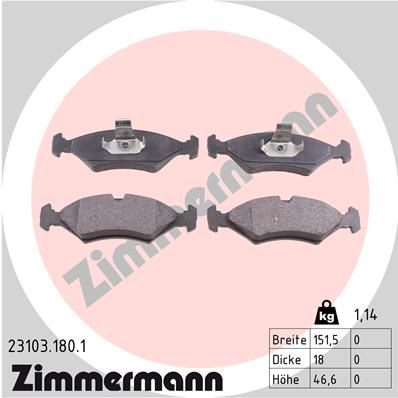 ZIMMERMANN Комплект тормозных колодок, дисковый тормоз 23103.180.1