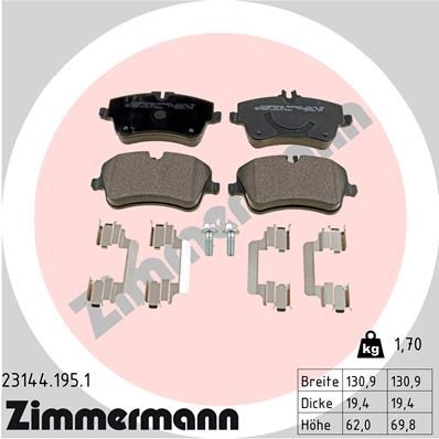 ZIMMERMANN Комплект тормозных колодок, дисковый тормоз 23144.195.1