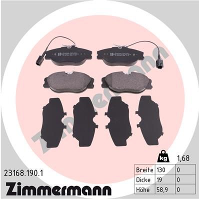 ZIMMERMANN Комплект тормозных колодок, дисковый тормоз 23168.190.1