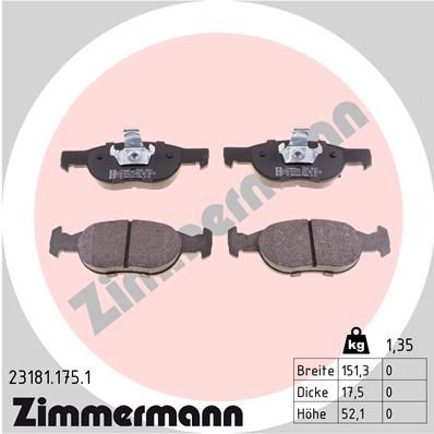 ZIMMERMANN Комплект тормозных колодок, дисковый тормоз 23181.175.1