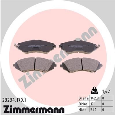 ZIMMERMANN Комплект тормозных колодок, дисковый тормоз 23234.170.1