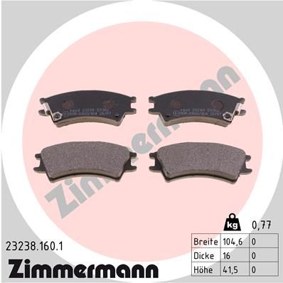 ZIMMERMANN Комплект тормозных колодок, дисковый тормоз 23238.160.1