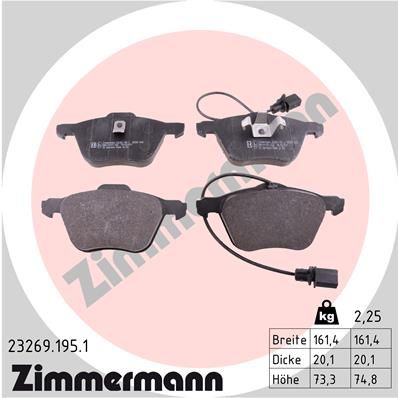 ZIMMERMANN Комплект тормозных колодок, дисковый тормоз 23269.195.1