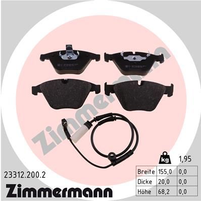 ZIMMERMANN Комплект тормозных колодок, дисковый тормоз 23312.200.2