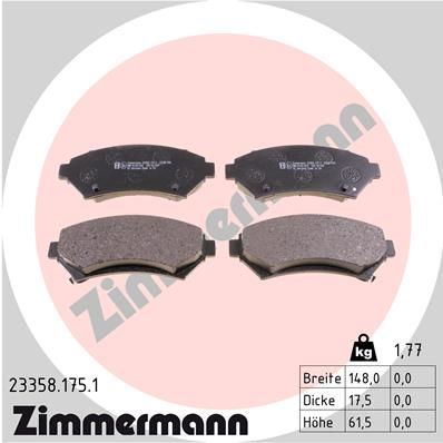 ZIMMERMANN Комплект тормозных колодок, дисковый тормоз 23358.175.1