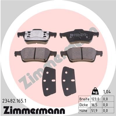 ZIMMERMANN Комплект тормозных колодок, дисковый тормоз 23482.165.1