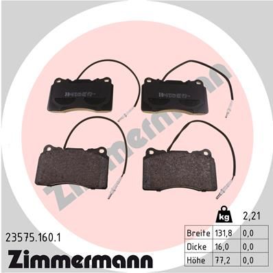 ZIMMERMANN Комплект тормозных колодок, дисковый тормоз 23575.160.1