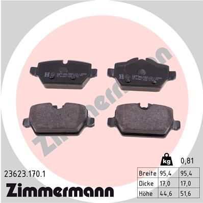 ZIMMERMANN Комплект тормозных колодок, дисковый тормоз 23623.170.1