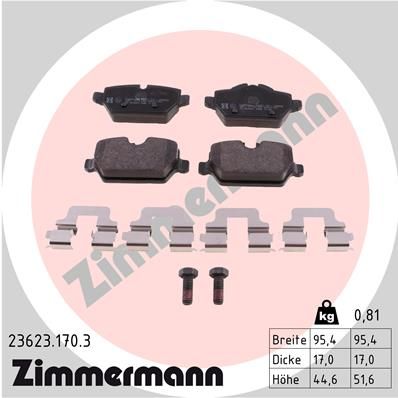 ZIMMERMANN Комплект тормозных колодок, дисковый тормоз 23623.170.3